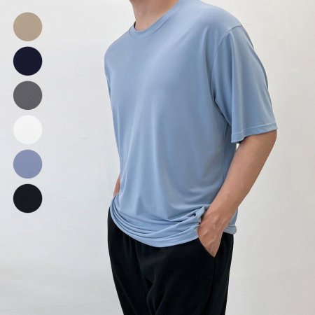 남성 여름 무지 기본 라운드넥 아이스 반팔 티셔츠