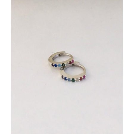 (silver925) rainbow cubic onetouch earring
