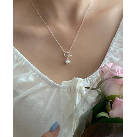 (925 Silver) heart toggle necklace A 18