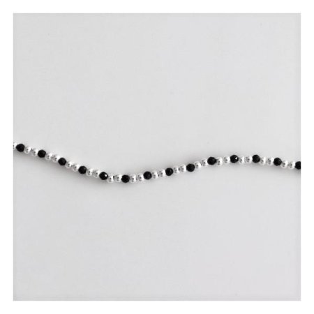 Silver925 Black beads and silver ball anklet