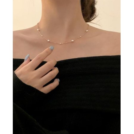 (925 Silver) Pearl Salt Necklace A 40