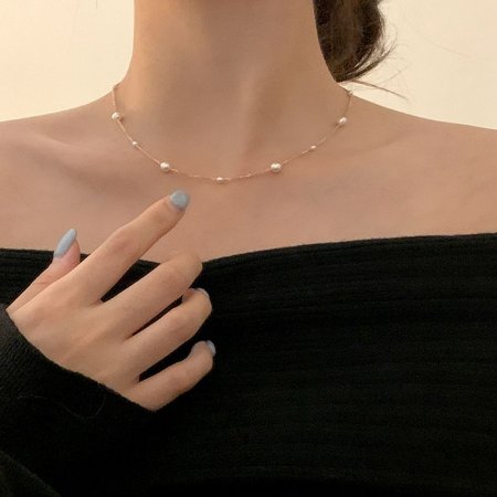 (925 Silver) Pearl Salt Necklace A 40