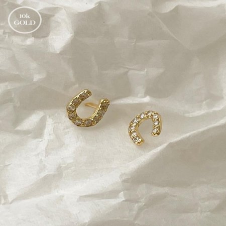 [10k gold] U earrings E 115