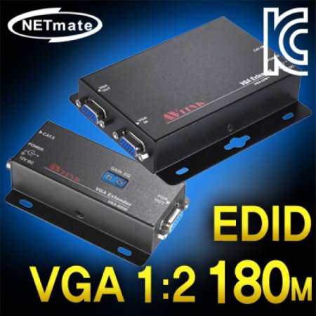 NETmate VGA-EDW Plus VGA 1:2  ( + Ʈ)(180m)(EDID)