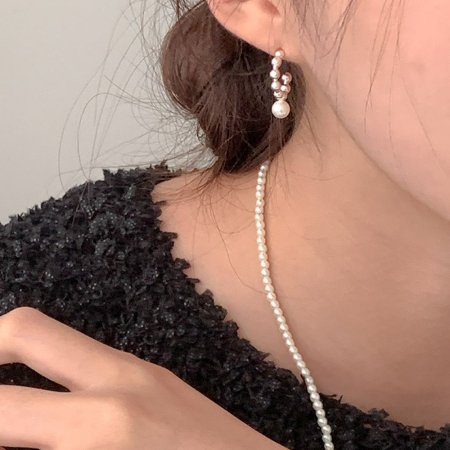 (925 silver) dot pearl earrings E 198