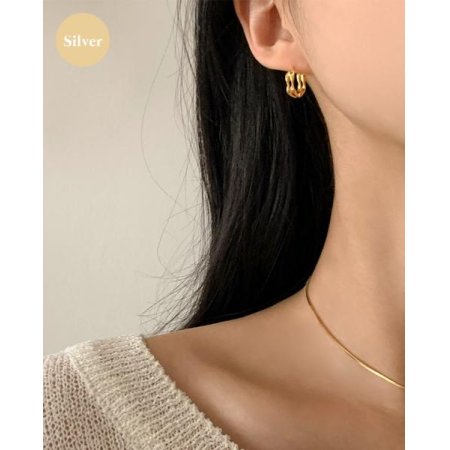 (925 silver) Double twist earrings E 160