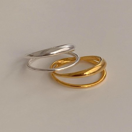 [925 Silver] Two line ring B 64