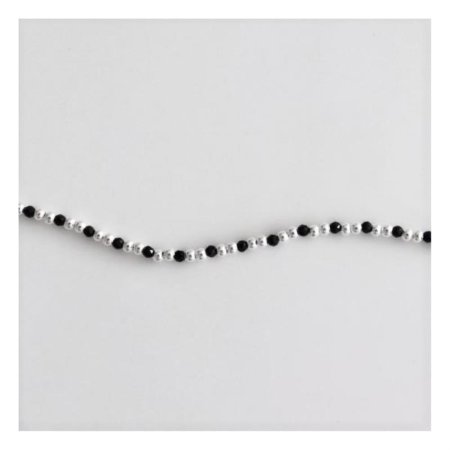 Silver925 Black beads  silver ball anklet