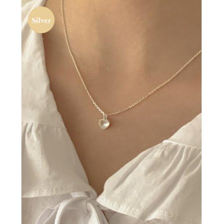 (925 silver) Convex heart necklace A 17
