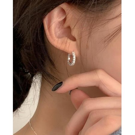 (925 Silver) Oval stone earrings E 105