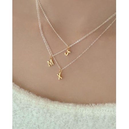 (925 Silver) Combi initial necklace