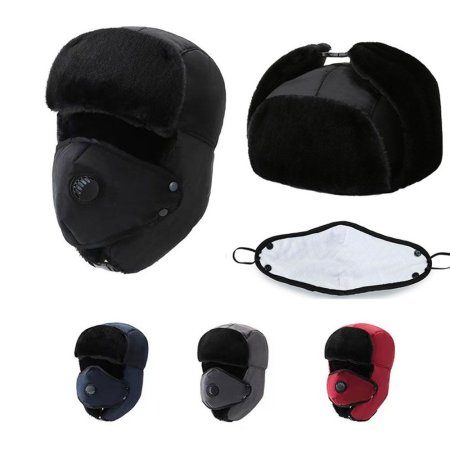 남녀공용 마스크 탈부착 겨울 기모 귀달이 방한 모자