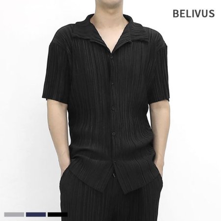빌리버스 남자 반팔 셔츠 BBN128 플리츠 카라 여름