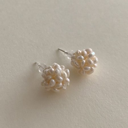 (925 Silver) Bubble Pearl Earrings E 113