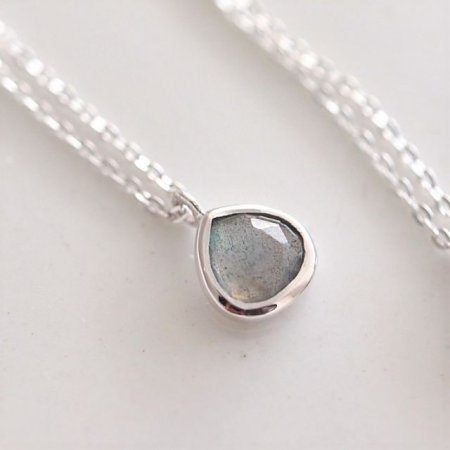 (Silver925) Water drop labradorite necklace