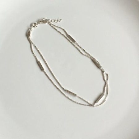 (silver925) two square anklet