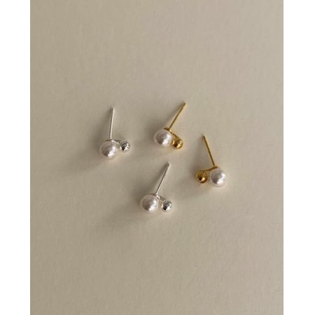 (925 Silver) Twice pearl earrings E 93