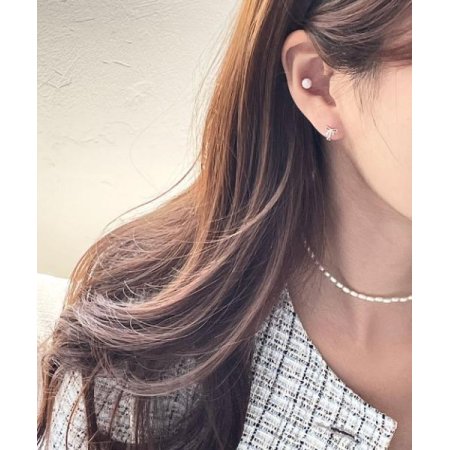 (silver 925) ribbon onetouch earring