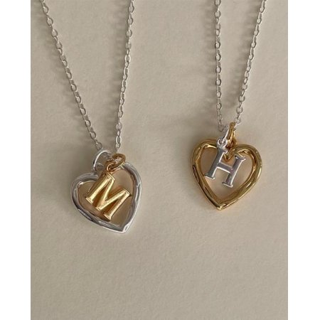 (925 Silver) Love combi initial necklace A 22