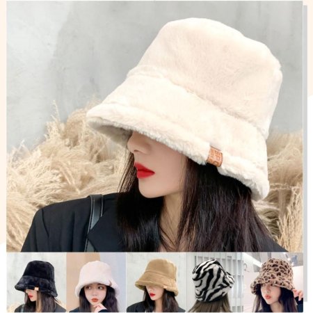 겨울 따뜻한 부드러운 스타일리쉬 인조퍼 벙거지 모자