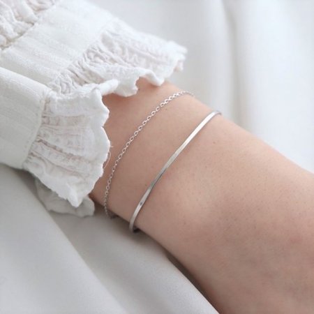 (Silver925) Two line thin bracelet