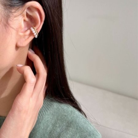 double pearlline earcuff