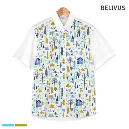 빌리버스 남성 반팔 셔츠 BMS023 카라 패턴 남방