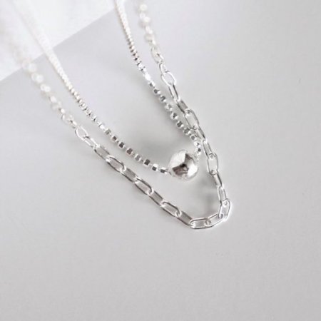 (Silver925) Other chain layered necklace