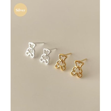 (925 Silver) Bear earrings E 56