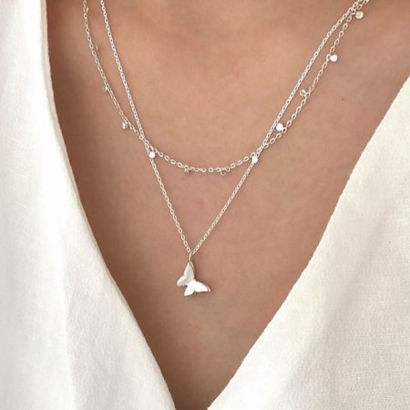 (Silver925) Dot line necklace