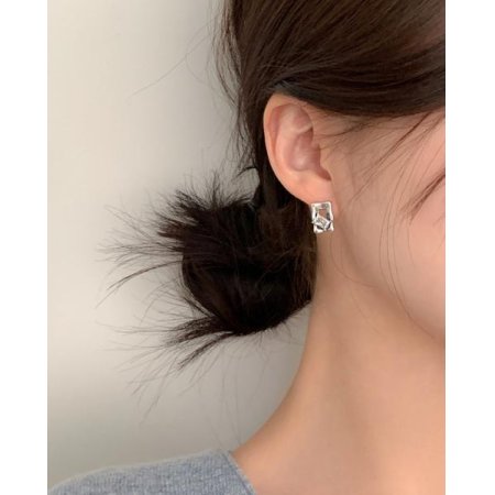 (925 Silver) Frame cubic earrings E 123