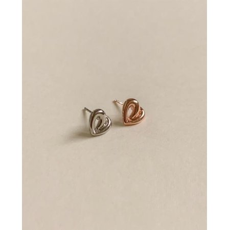 (925 Silver) Pretzel heart earrings E 86