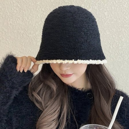 여성 데일리 여행 캠핑 패션 니트 벙거지 모자 블랙