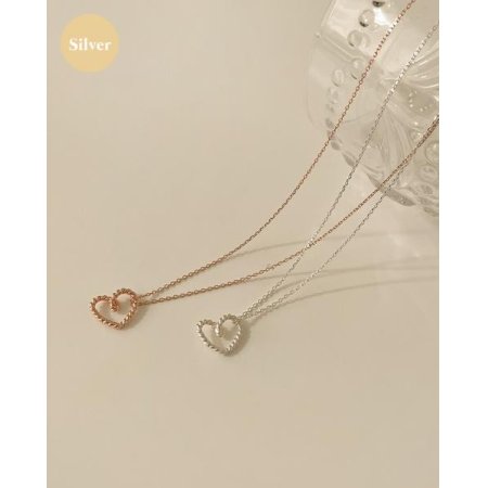 (925 Silver) Twisted heart necklace A 47