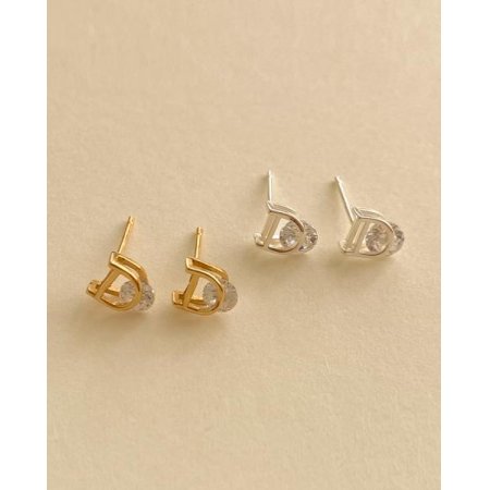 (925 Silver) Under D cubic earrings E 152