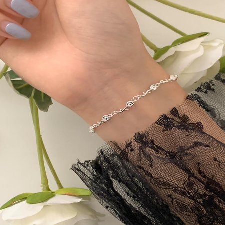 [925 Silver] Flower bracelet C 04