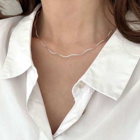 (Silver925) Cutting wave necklace