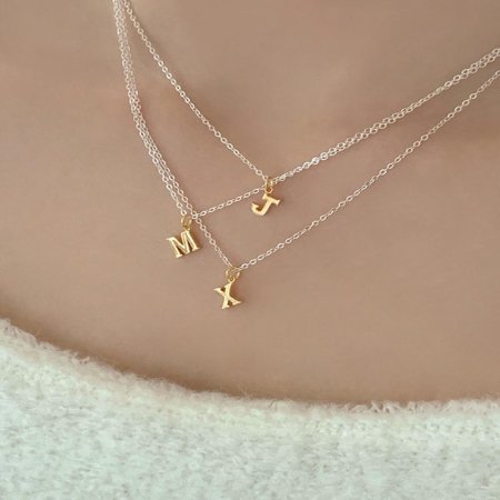 [925 Silver] Combi initial necklace