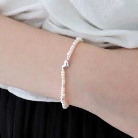 Silver925 Fresh pearl heart bracelet