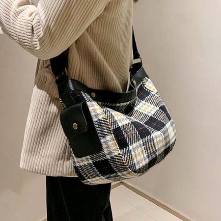 새겨드림판촉 - 여성 체크 핸드백 손가방(블랙)