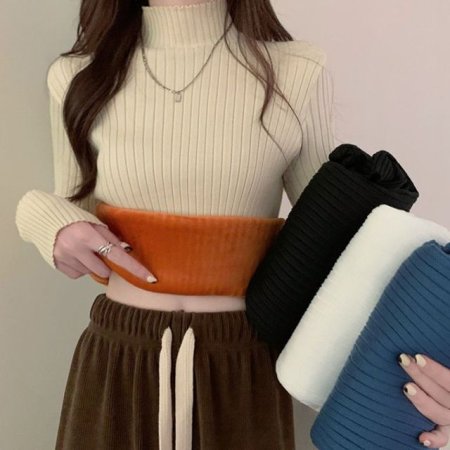 여성 슬림핏 겨울 기모안감 패션 캐주얼 목폴라티