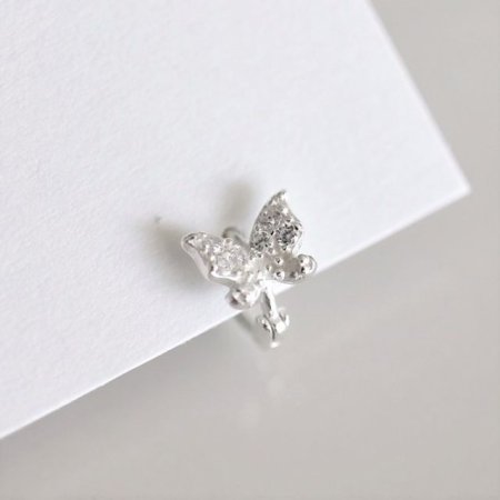 (Silver925) Cubic butterfly one touch earring