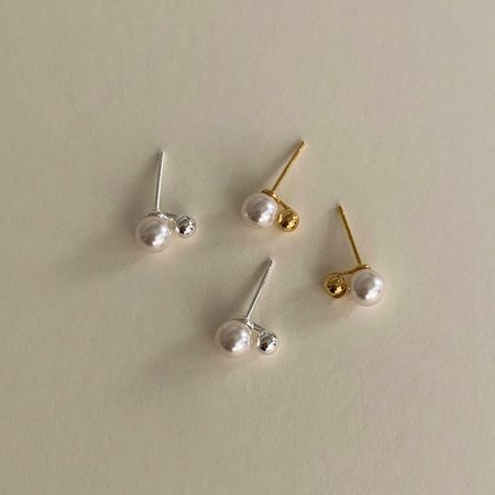 (925 Silver) Twice pearl earrings E 93