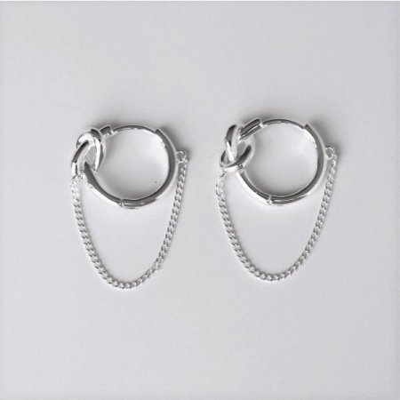 (Silver925) Knot chain earring