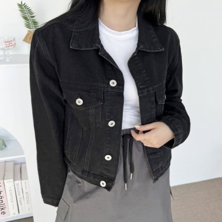 여성 전면 포켓 포인트 깔끔한 디자인 데님 청 재킷