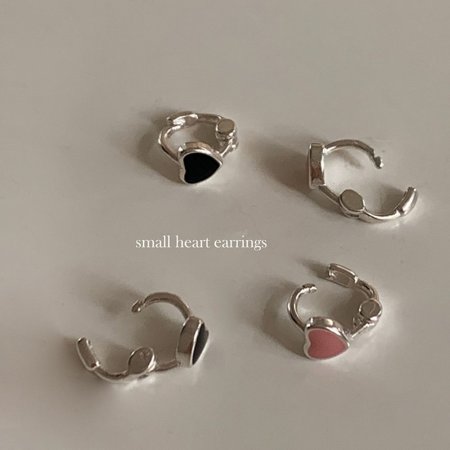 (925 Silver) Small heart earrings E 47