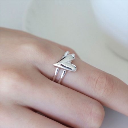 (Silver925) Two line lovely heart ring