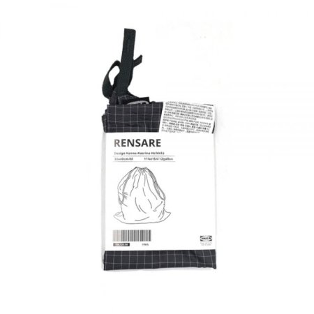 이케아 RENSARE 렌사레 가방 체크 패턴 블랙 30x40cm
