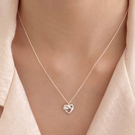 (silver925) heart pretzel necklace