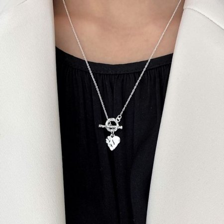 (Silver925) Uneven heart necklace